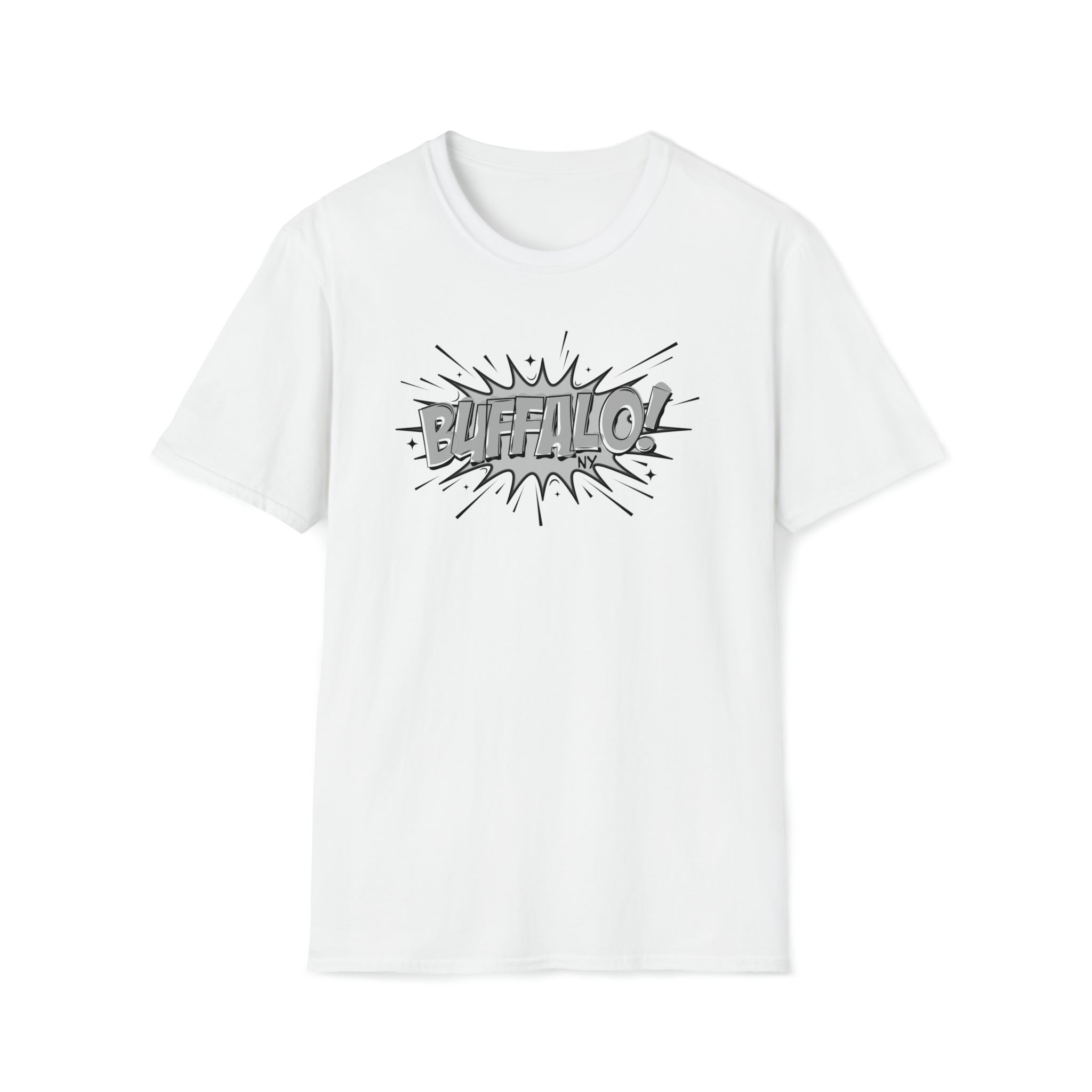 Black and White Comic Book style BUFFALO Unisex Softstyle T-Shirt