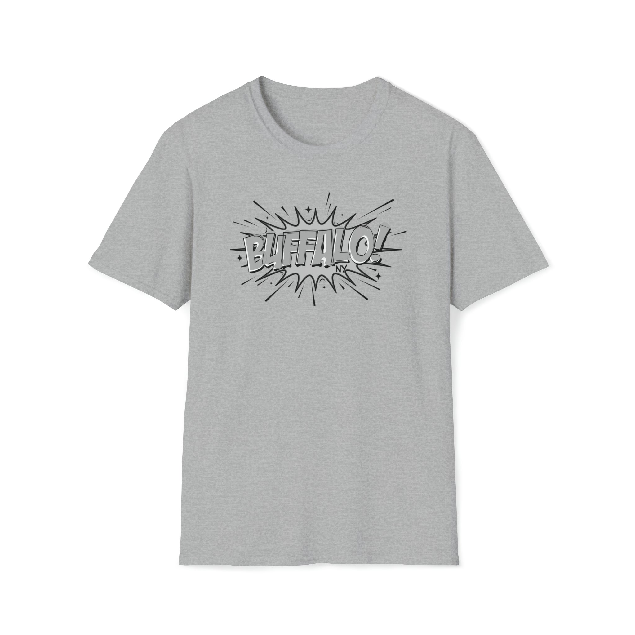 Black and White Comic Book style BUFFALO Unisex Softstyle T-Shirt